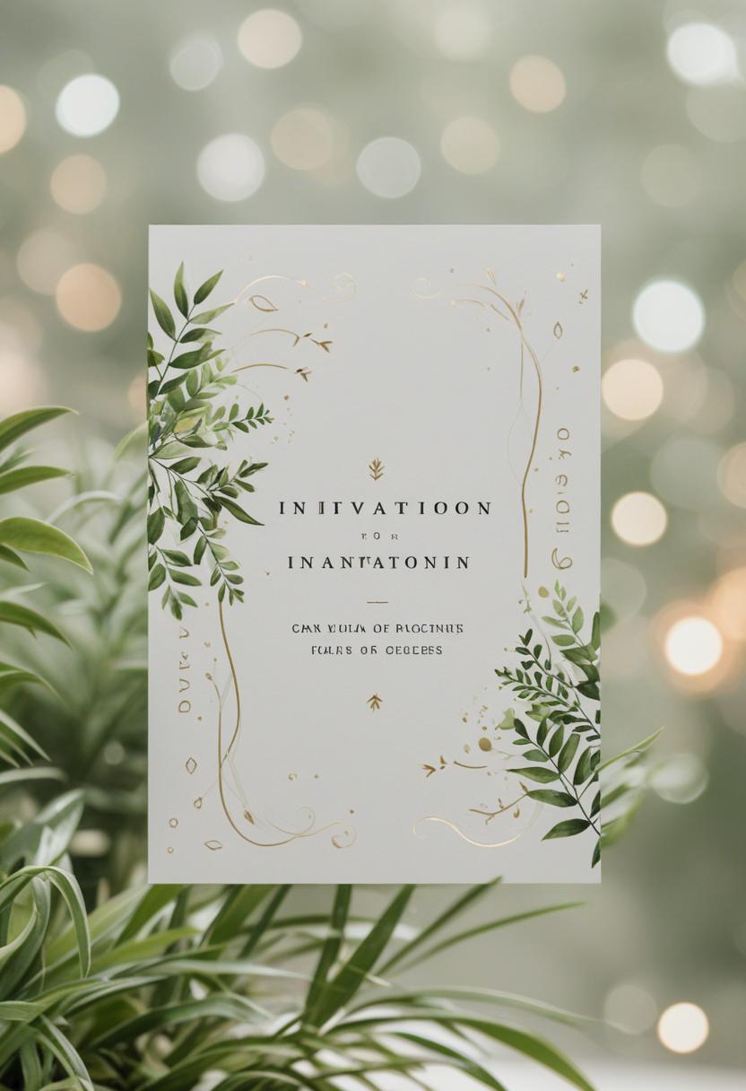 Elegant invitation with floral patterns and plant motifs.