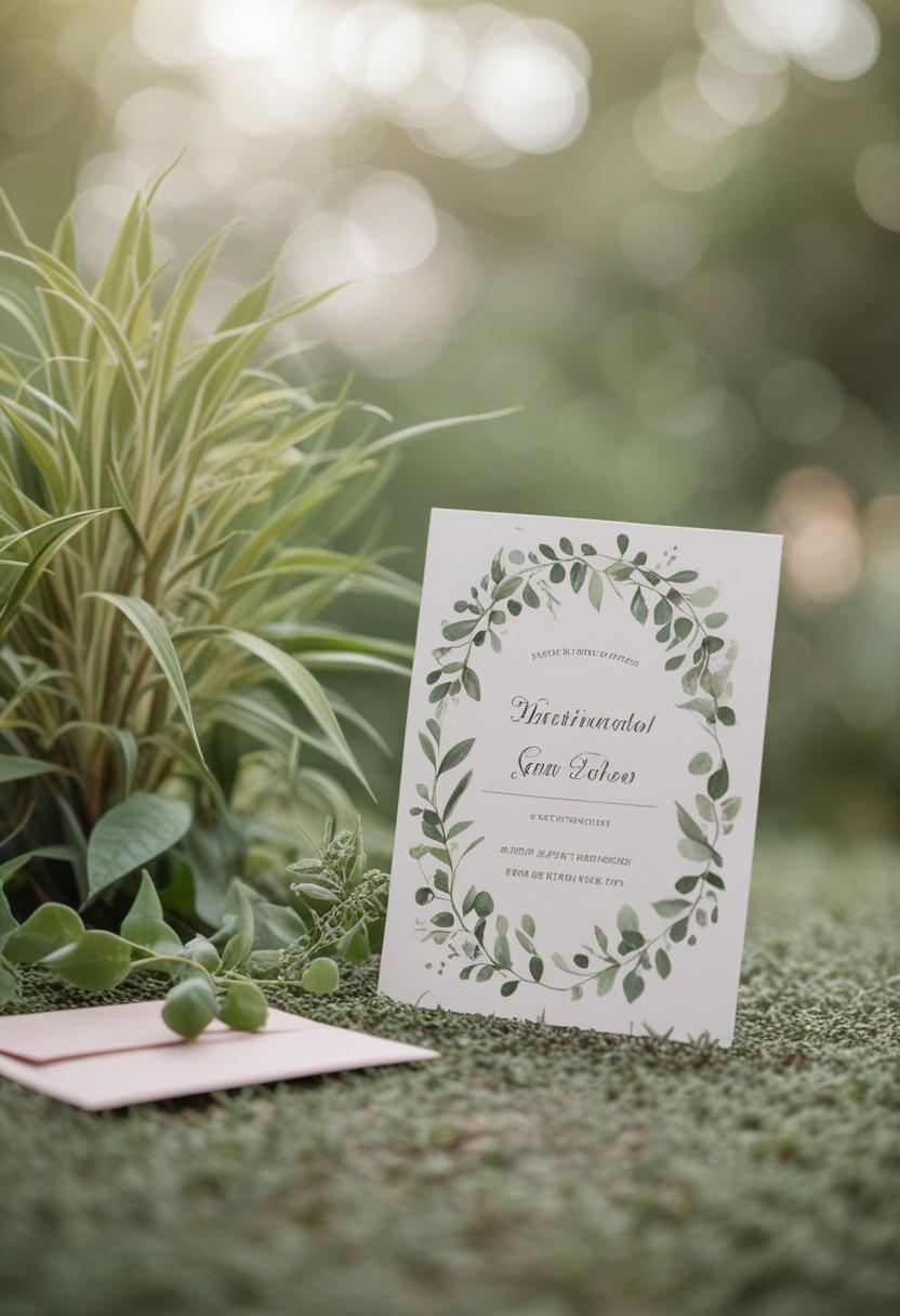 Elegant invitation with plant pattern design.