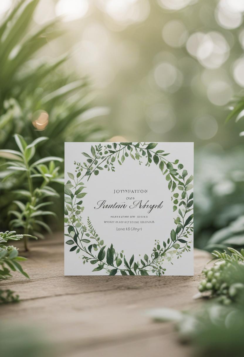 Eco-friendly invitation with plant designs.