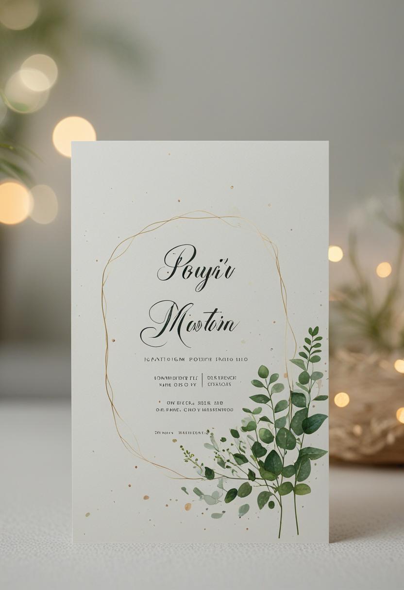 Elegant plant-themed invitation with ornate design.
