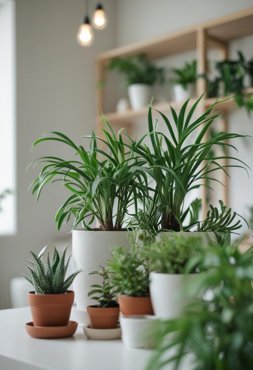 Cozy home with green plants and stylish decor.