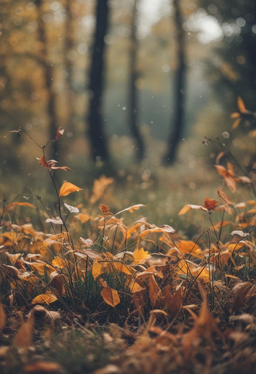 Crisp autumn leaves on a vibrant wallpaper plant.