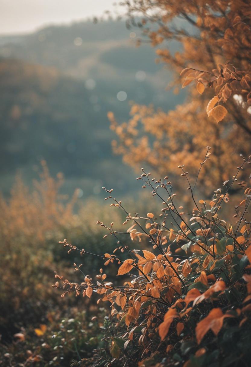 Crisp autumn leaves and vibrant plants on a wallpaper.