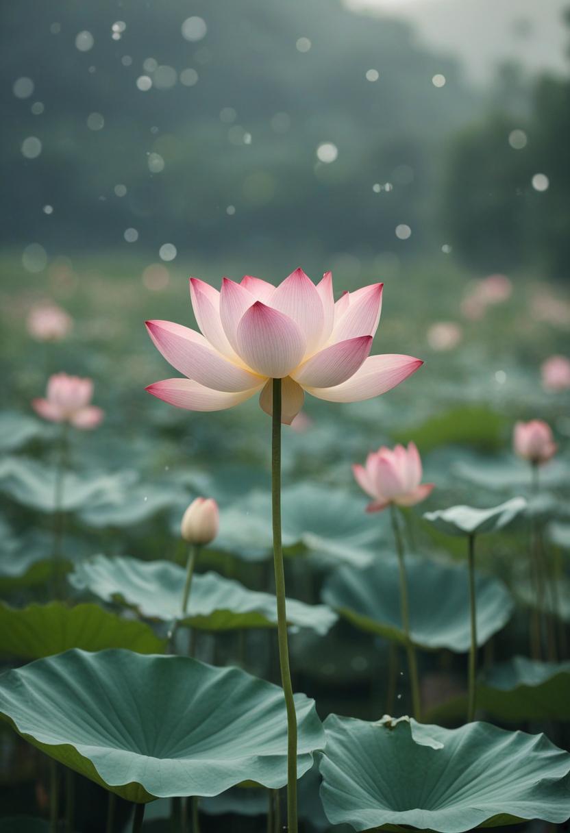 Elegant lotus flowers in a serene wallpaper pattern.