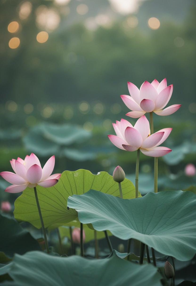 Elegant lotus flowers wallpaper design.