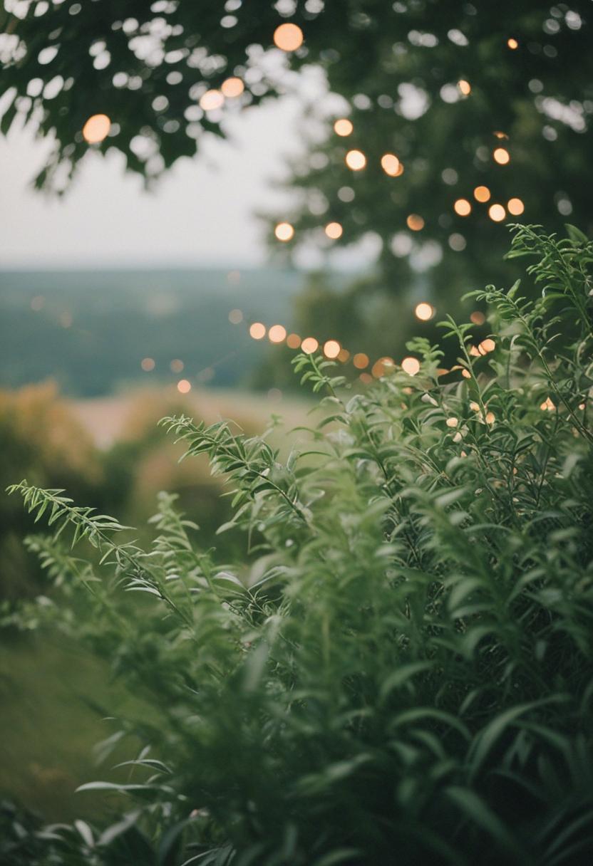 Vibrant plants decorate a festive party scene.