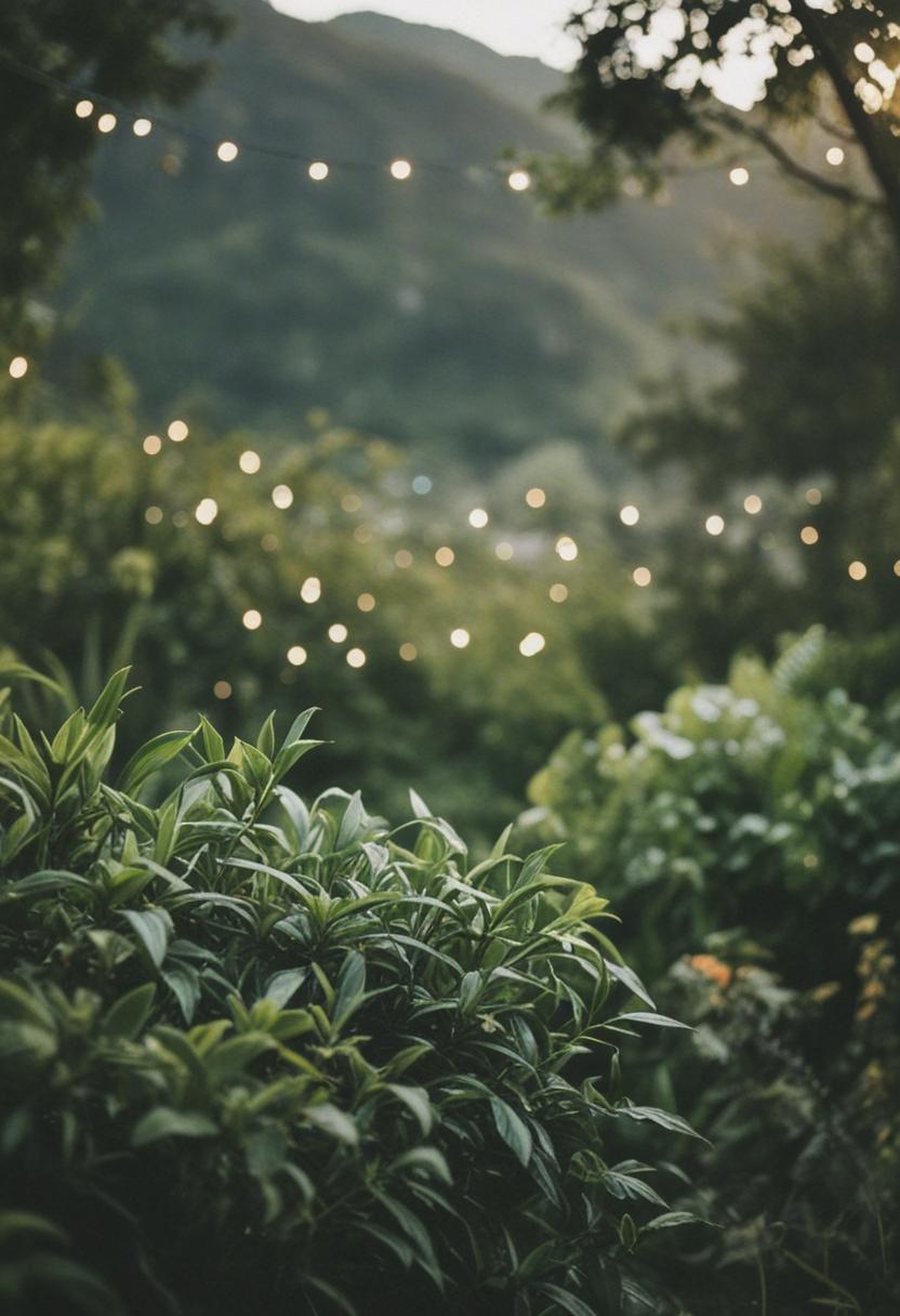 Vibrant plants decorate a lively party space.