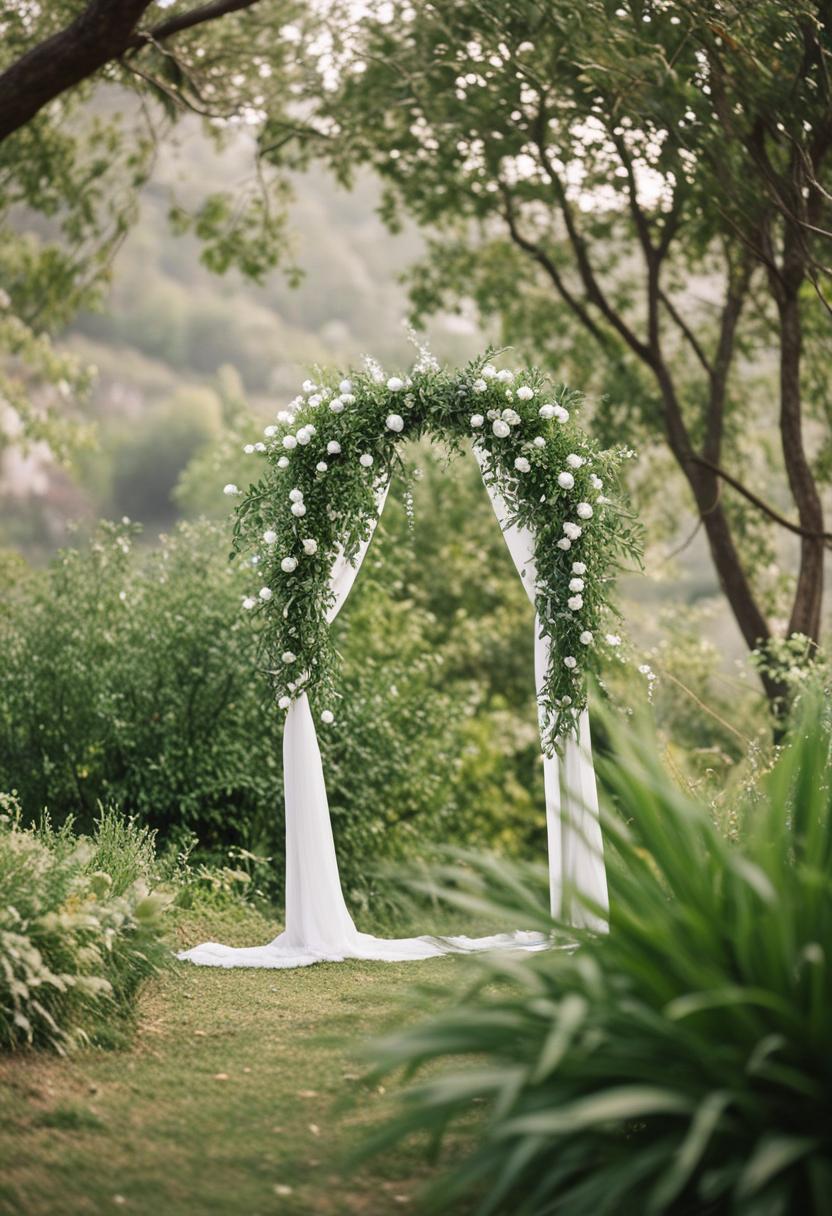 Wedding decor with nature plants and ornate details.