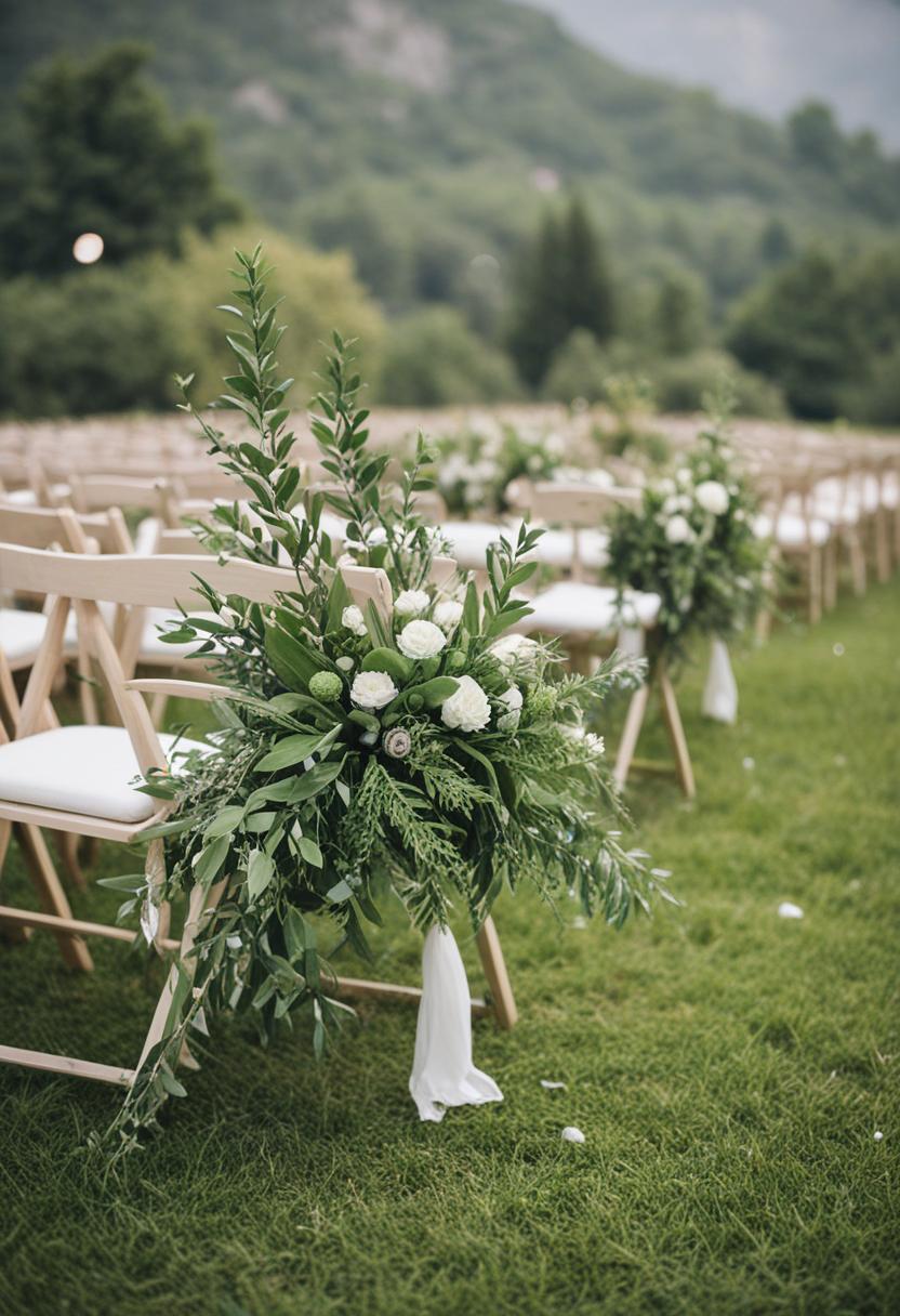 Natural wedding decor with plants and nature elements.