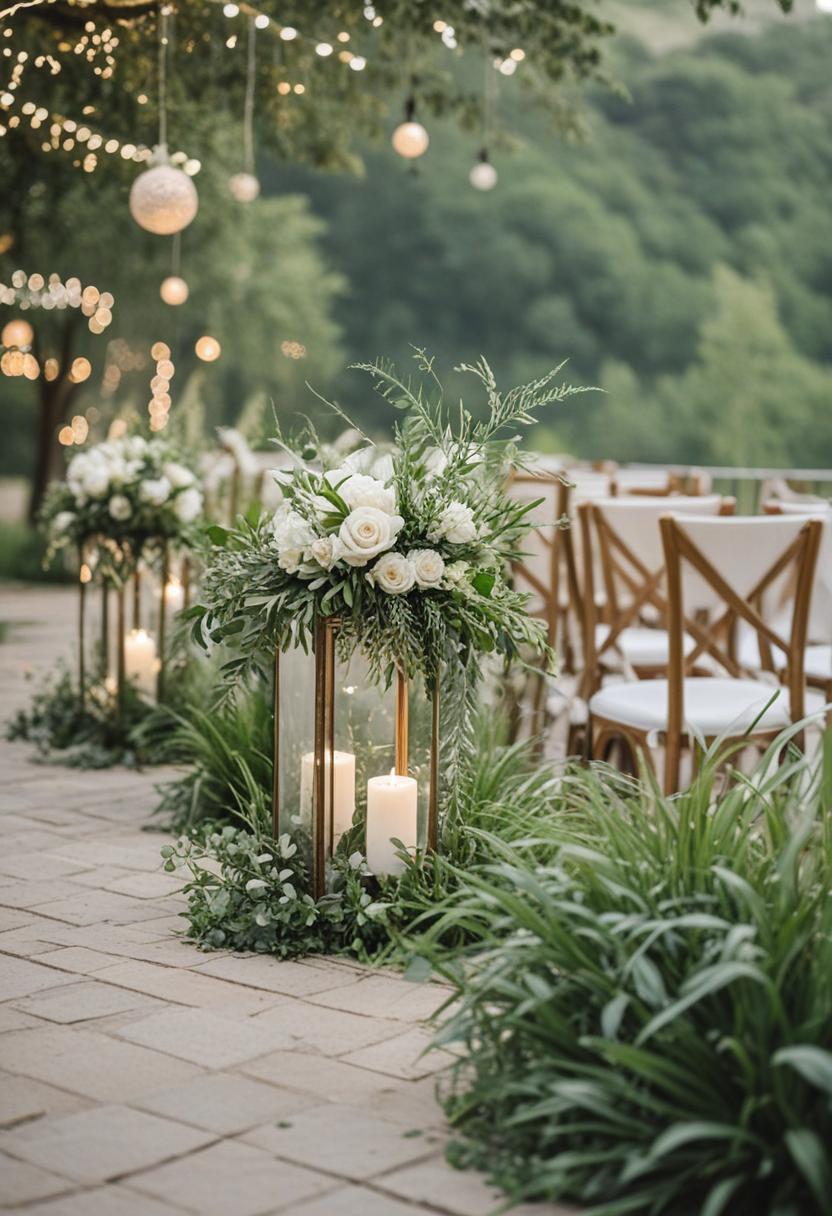 Elegant greenery wedding decorations.