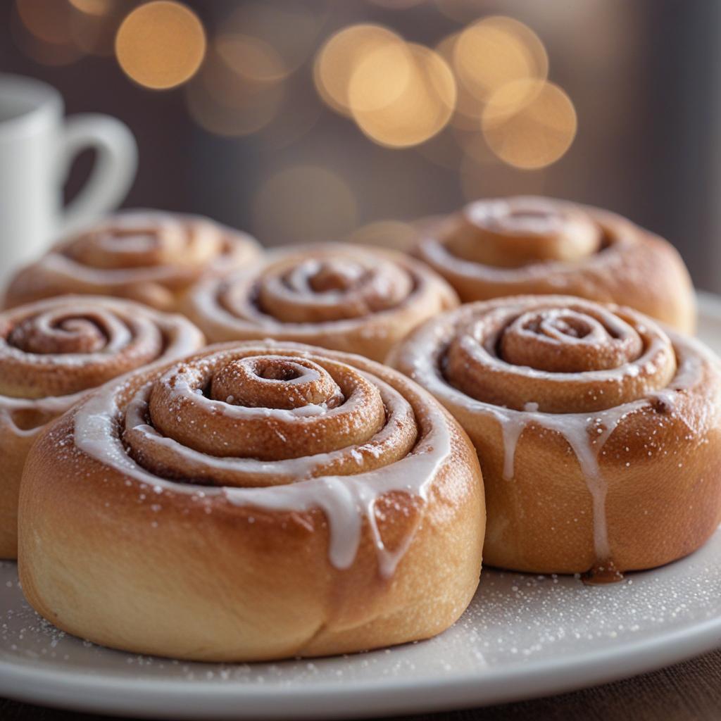 Soft, fragrant cinnamon rolls tempt with cozy warmth.