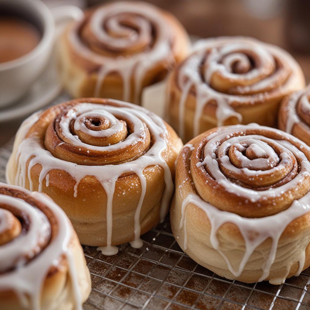 Soft cinnamon rolls tempt with cozy warmth.