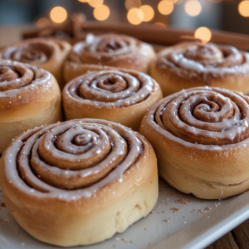 Soft, fragrant cinnamon rolls tempt with cozy charm.