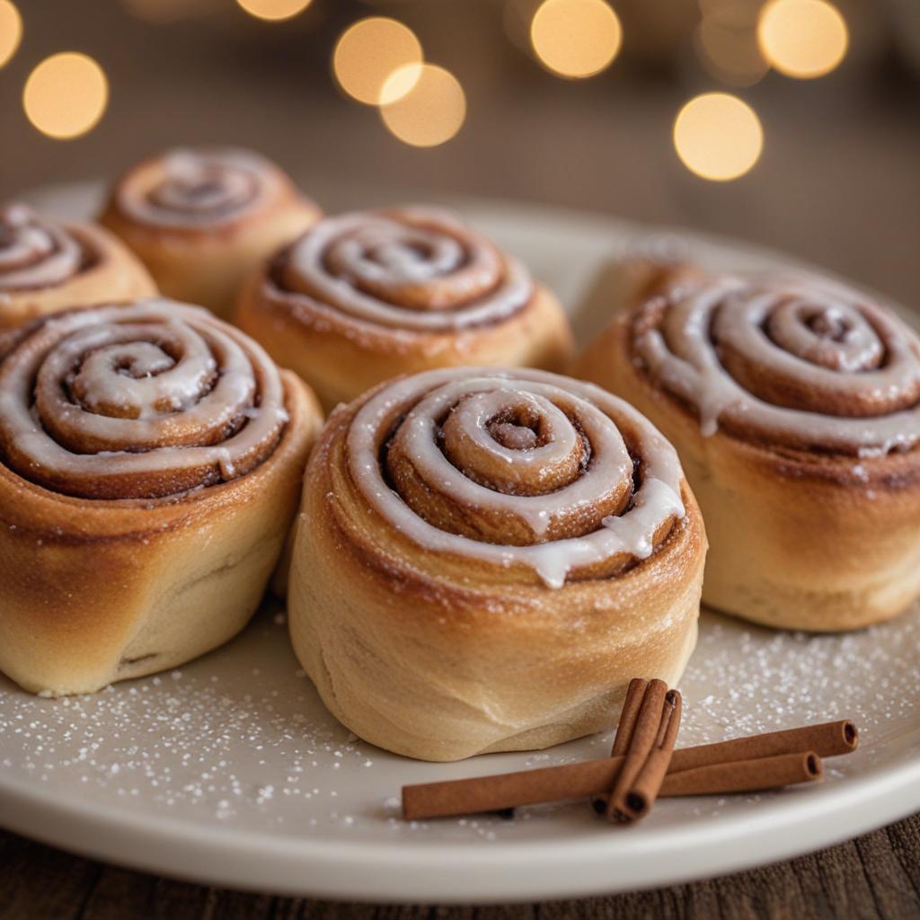 Golden, fragrant cinnamon rolls in a cozy aesthetic.