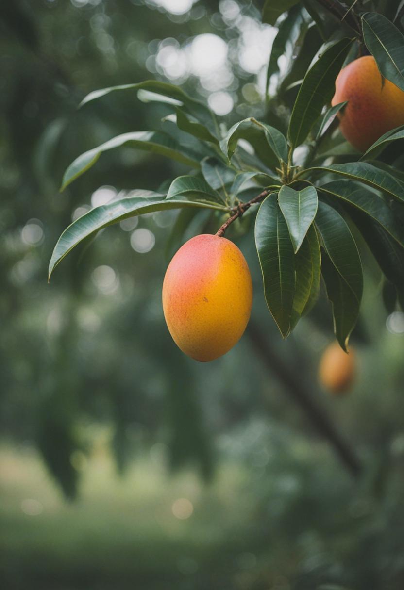 Juicy mango slices in a summer aesthetic.