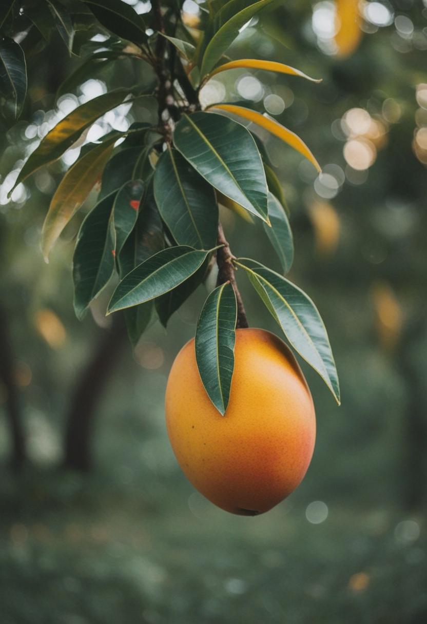 Juicy ripe mango in vibrant color.