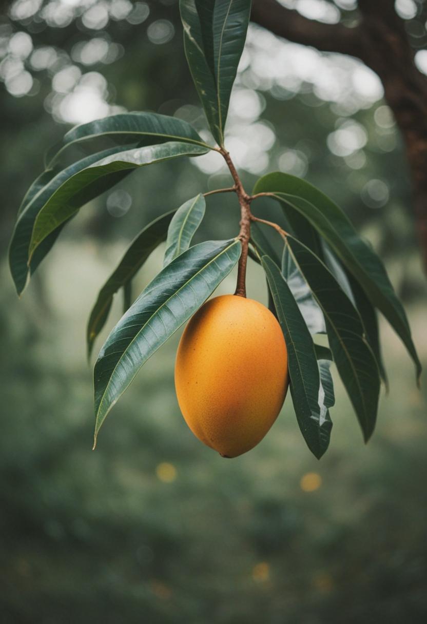 Juicy ripe mango in tropical bliss.
