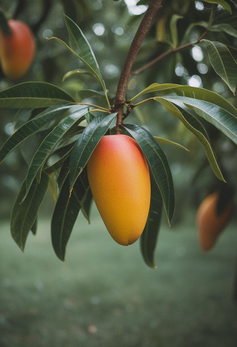 Juicy mango slices in summer sunshine.