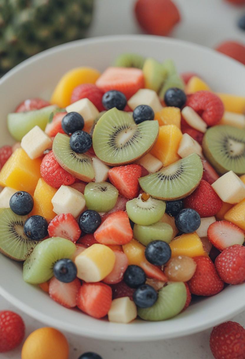 Vibrant fruit arrangement in a salad aesthetic.