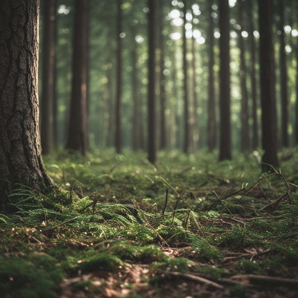 Mystical light essence in a serene forest.
