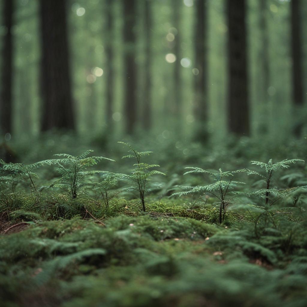 Mysterious darkness in a serene forest setting.