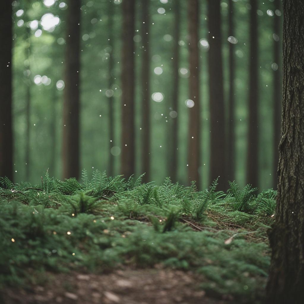 Enchanted forest glow under moonlight.