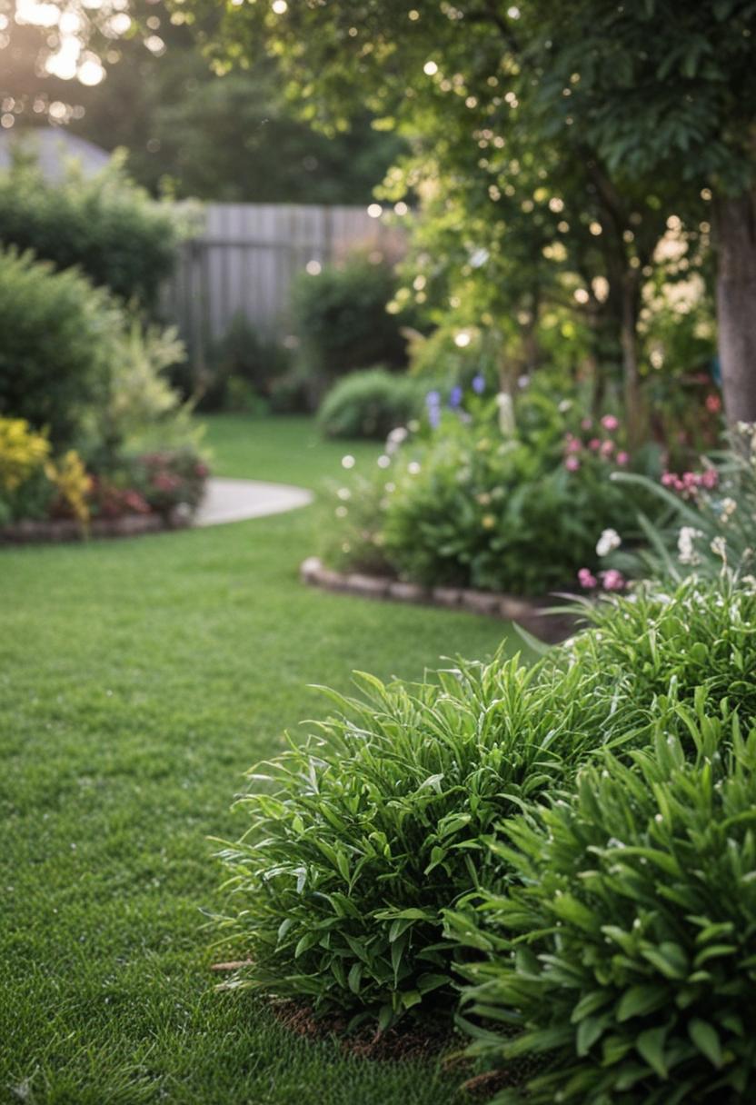 Vibrant plants enhance backyard landscaping design.