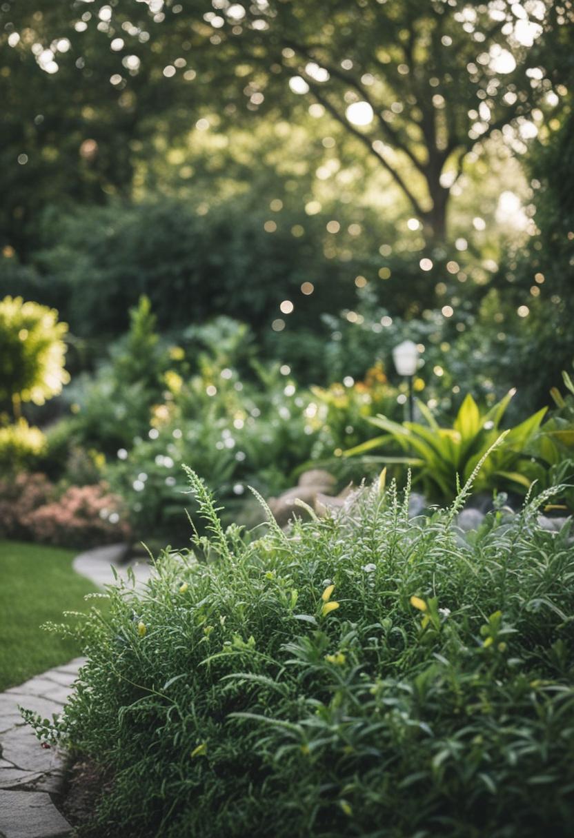 Vibrant plants enhance backyard landscaping style.