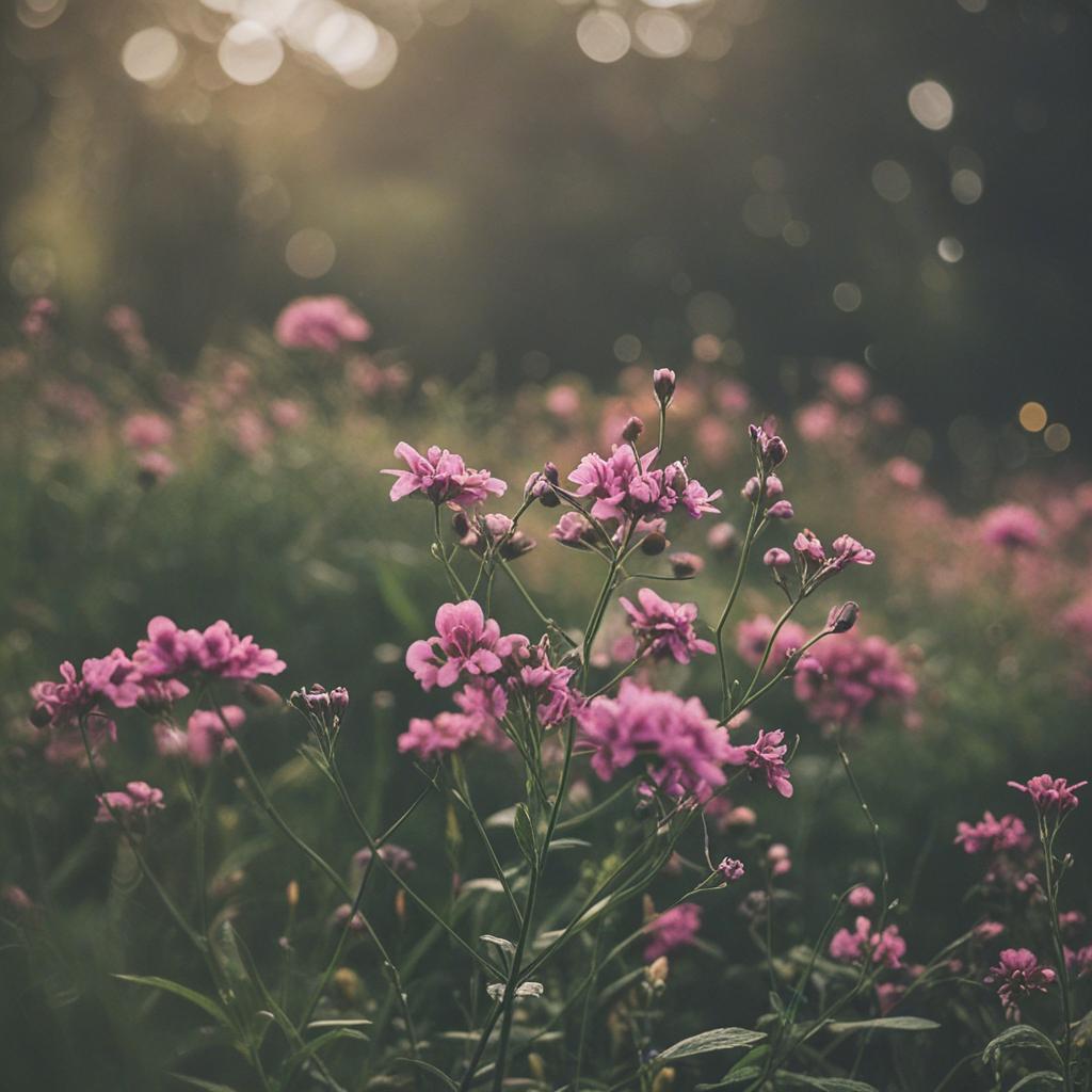 Vibrant flowers in nature with a soft aesthetic.