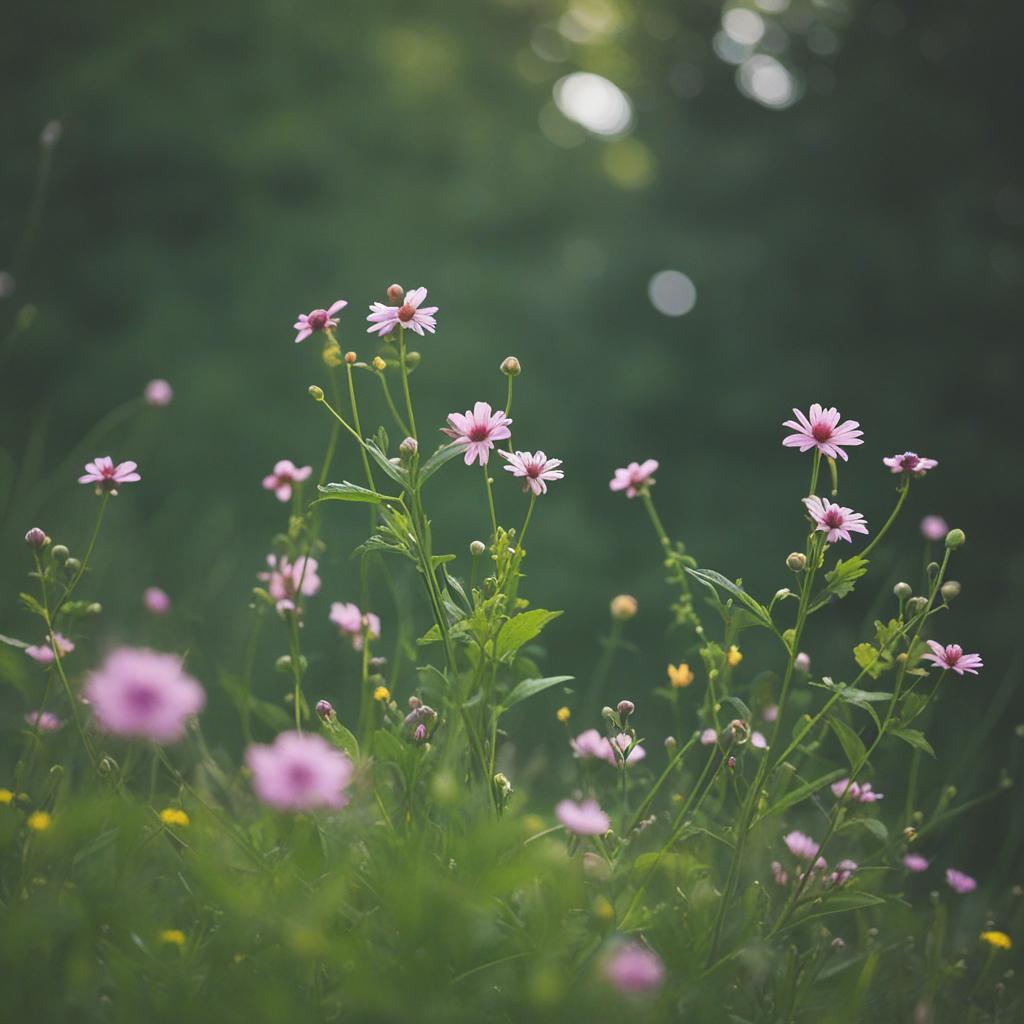 Vibrant flowers in nature with a soft aesthetic.