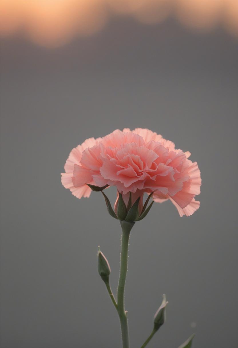 Minimalist sunset glow with carnation aesthetic.