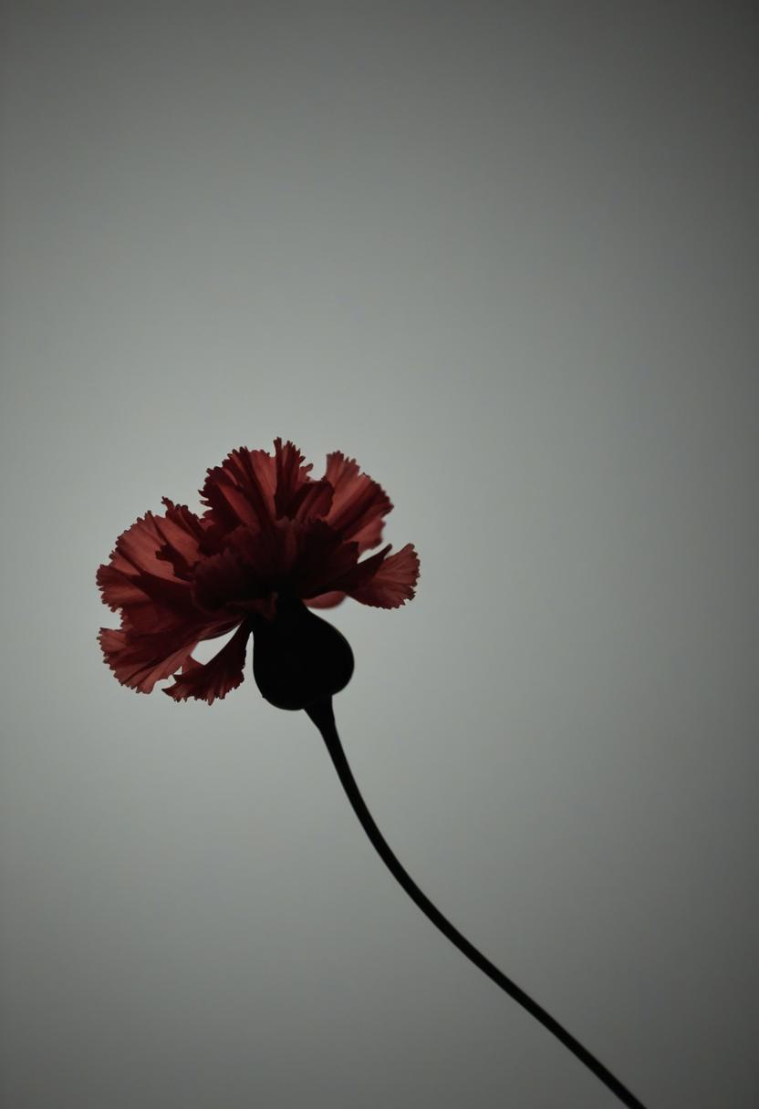Minimalist carnation silhouette with soft lighting.