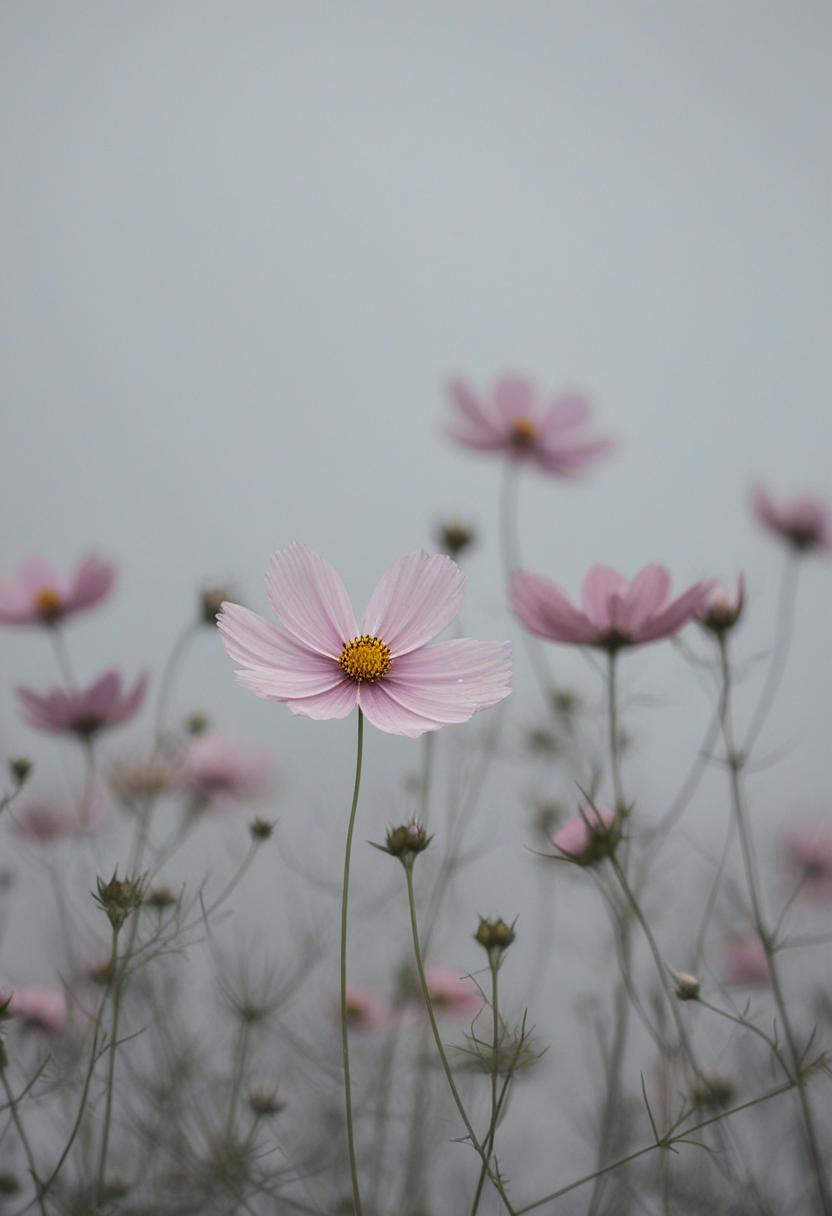 Minimalist cloudy cosmos scene under overcast skies.
