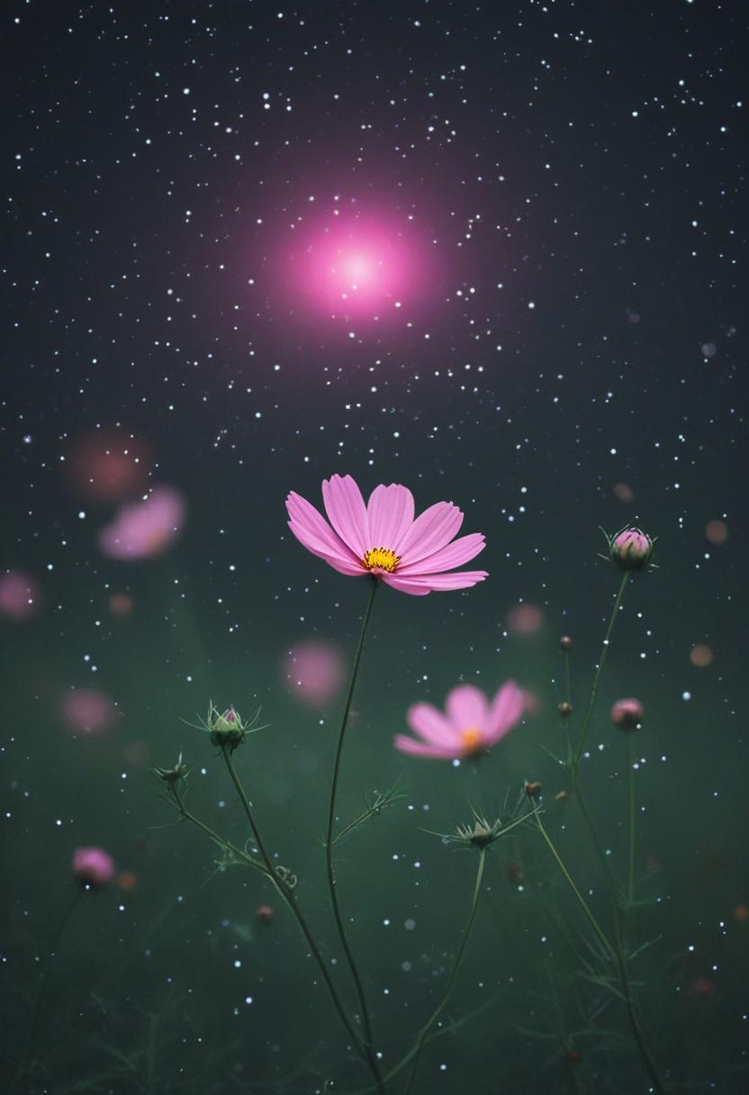 Neon cosmos glow in minimalist wide-angle view.