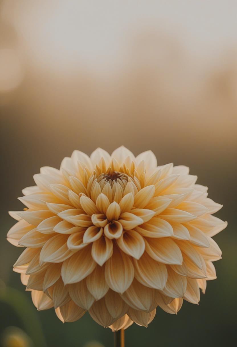 Golden hour dahlia in minimalist close-up.