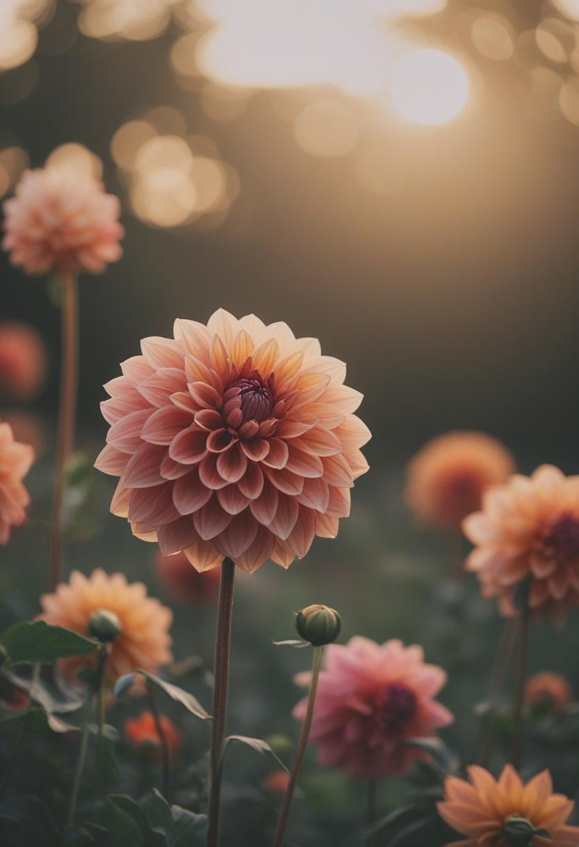 Dahlia sunset glow with minimalist font style.