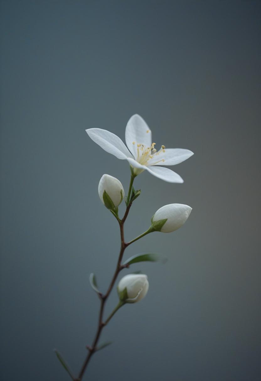 Moonlit jasmine in minimalist close-up.