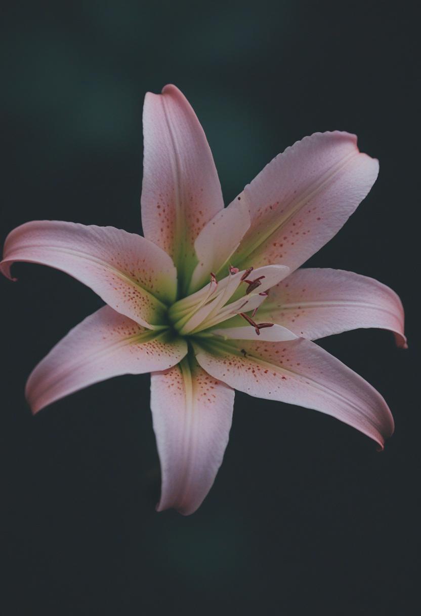 Neon lily glow in minimalist top-down style.