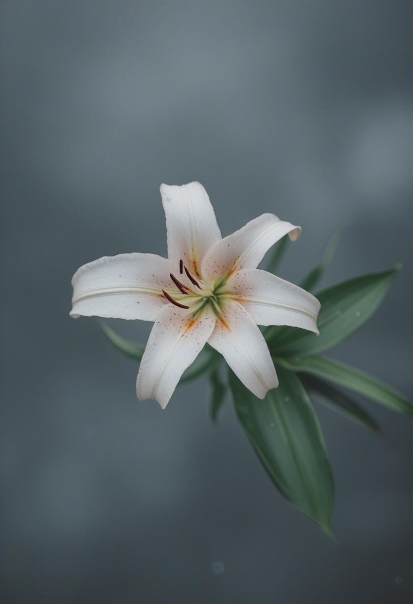 Cloudy lily in minimalist top-down view.