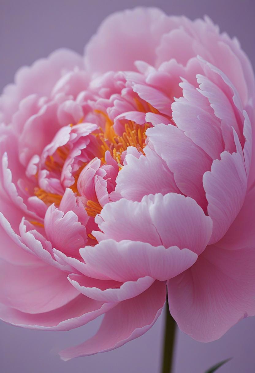 Neon glow peony in minimalist close-up.