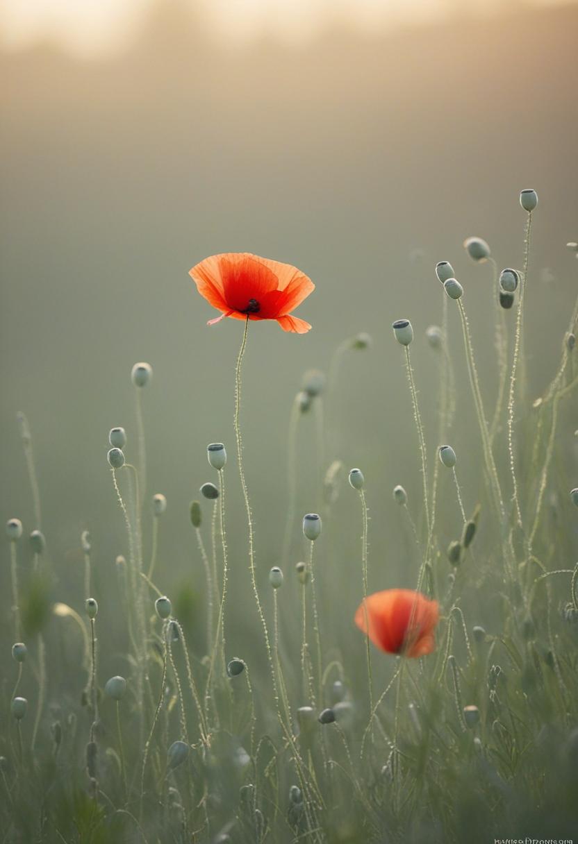 Soft morning light on a minimalist poppy field.