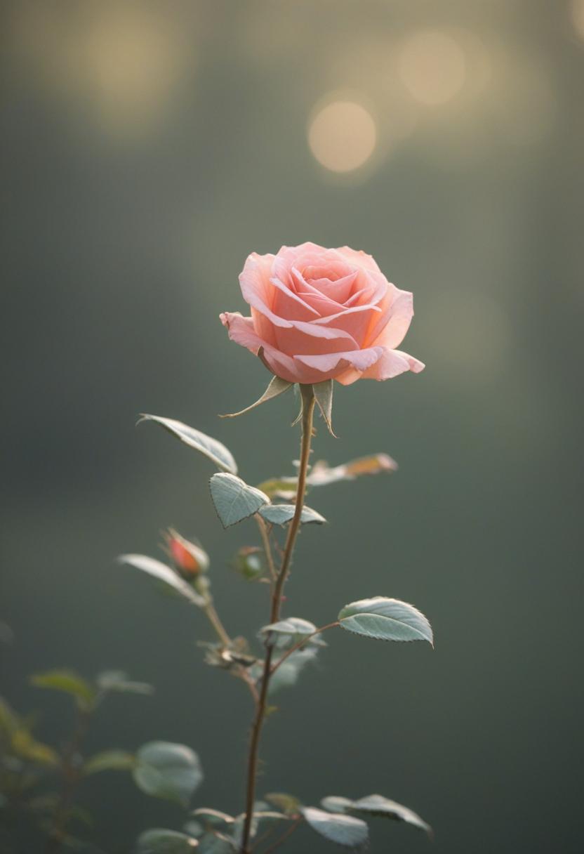 Soft morning light on a minimalist rose-themed scenic view.