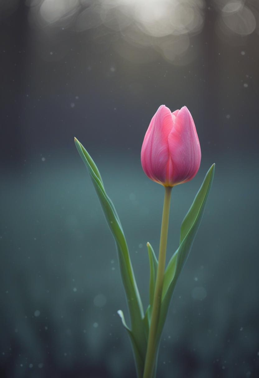 Neon tulip glow in minimalist font style.