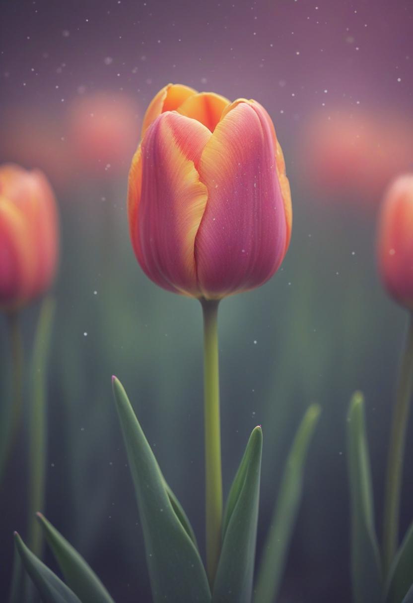 Neon tulip glow in minimalist font style.